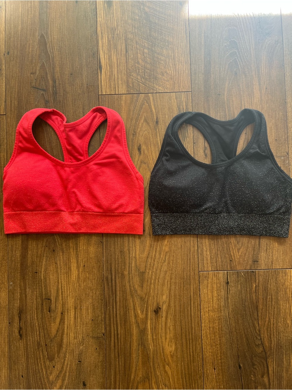 All in Motion Red and Black Racerback Sports Bras - Set of 2